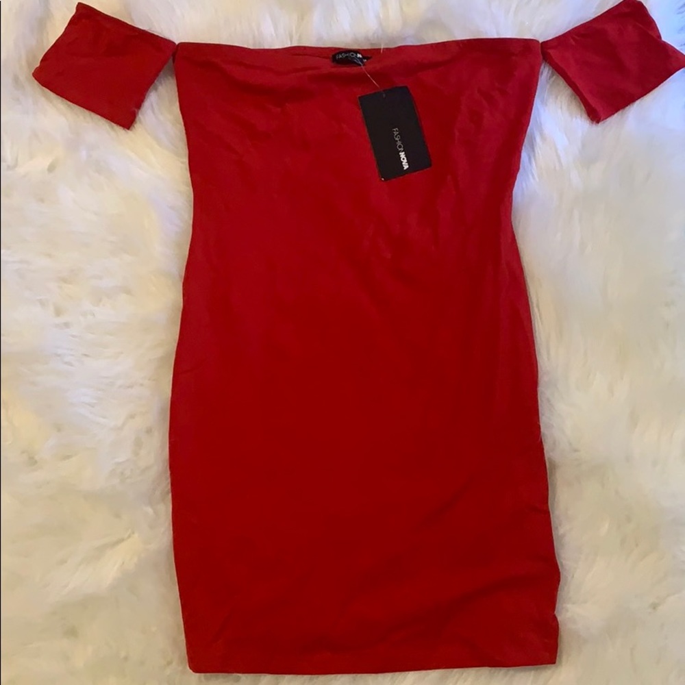 Red tube top dress